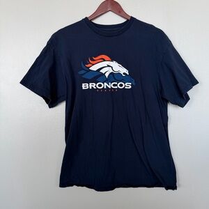 Team Apparel NFL Mens Denver Broncos S/S Tee Football Cotton Navy Blue - LARGE